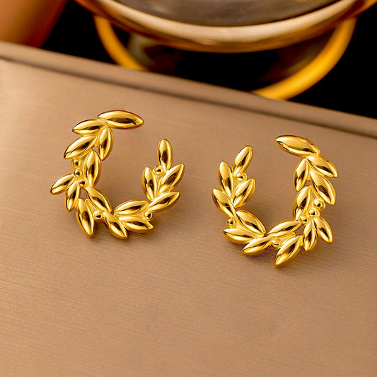 Snazzy Leaf Gold Earrings